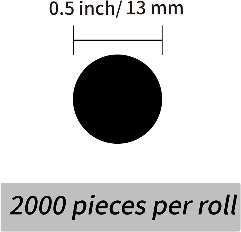 Yeachlaing 2000 Pieces 0.5 Inch Round Color Coding Labels,Circle Dot Stickers Used for Classroom Office and More,with Perforation Line (Black) - Image 2